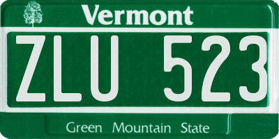 VT license plate ZLU523