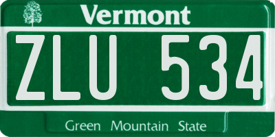 VT license plate ZLU534