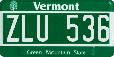 VT license plate ZLU536