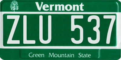 VT license plate ZLU537