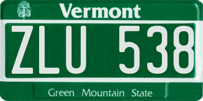 VT license plate ZLU538