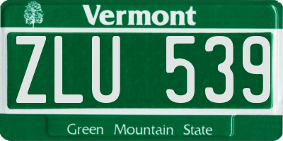 VT license plate ZLU539