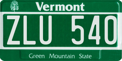 VT license plate ZLU540