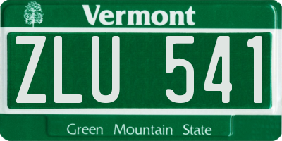 VT license plate ZLU541