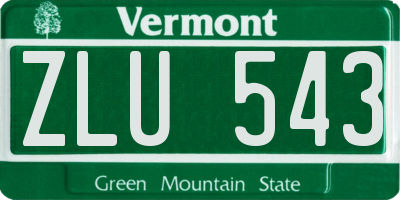 VT license plate ZLU543