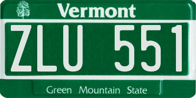 VT license plate ZLU551