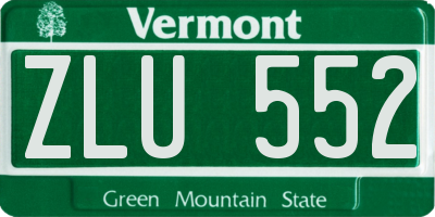 VT license plate ZLU552