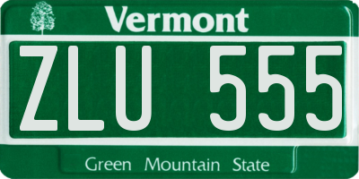 VT license plate ZLU555