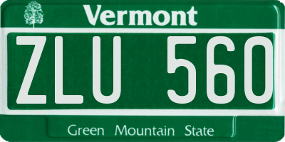 VT license plate ZLU560
