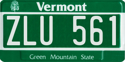 VT license plate ZLU561