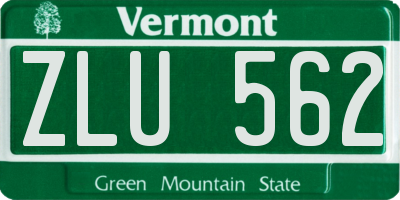 VT license plate ZLU562