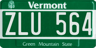 VT license plate ZLU564