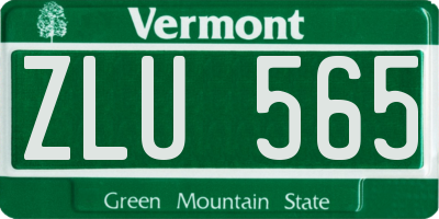 VT license plate ZLU565