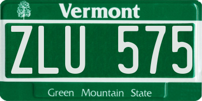 VT license plate ZLU575