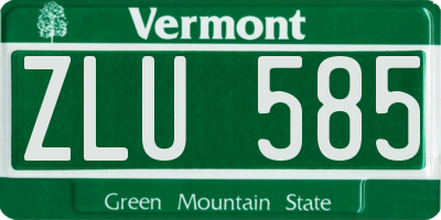 VT license plate ZLU585