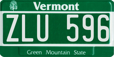 VT license plate ZLU596