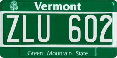 VT license plate ZLU602