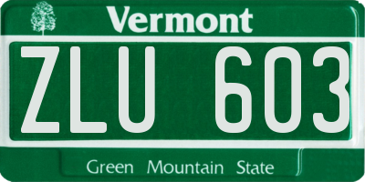 VT license plate ZLU603