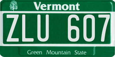 VT license plate ZLU607