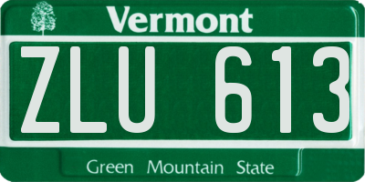 VT license plate ZLU613