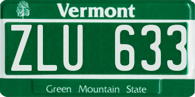 VT license plate ZLU633