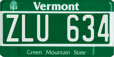 VT license plate ZLU634