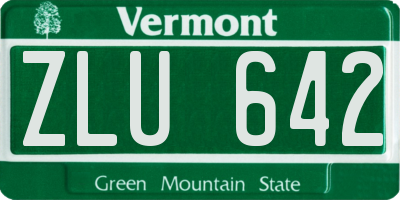 VT license plate ZLU642