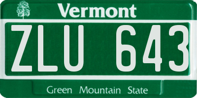 VT license plate ZLU643