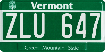 VT license plate ZLU647
