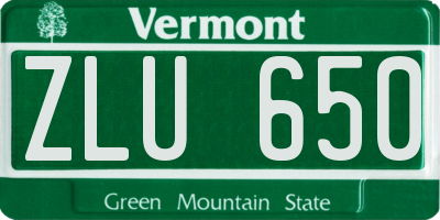 VT license plate ZLU650