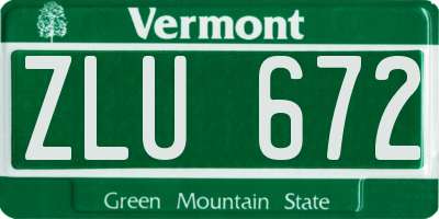 VT license plate ZLU672