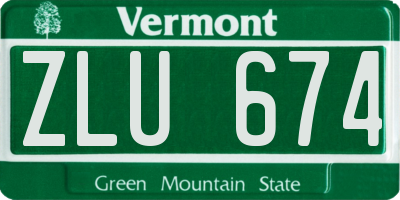 VT license plate ZLU674