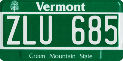 VT license plate ZLU685