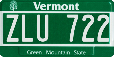 VT license plate ZLU722