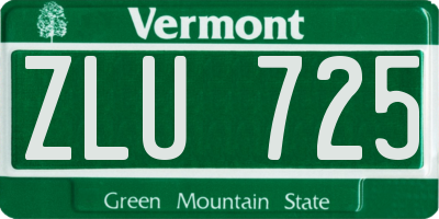 VT license plate ZLU725