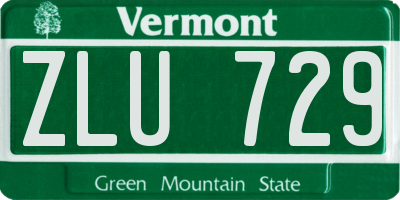 VT license plate ZLU729