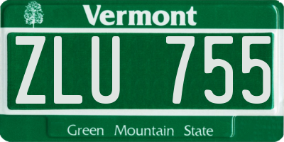 VT license plate ZLU755