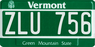 VT license plate ZLU756