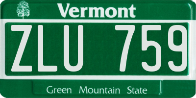 VT license plate ZLU759