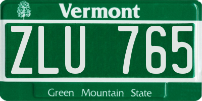 VT license plate ZLU765