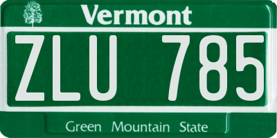 VT license plate ZLU785