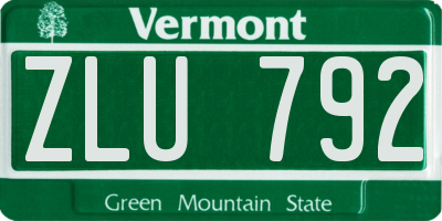VT license plate ZLU792