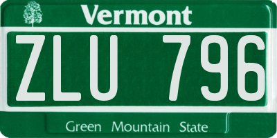 VT license plate ZLU796
