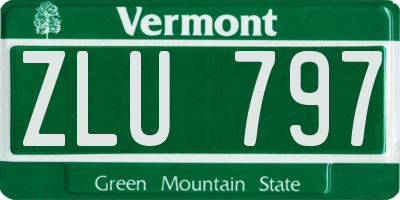VT license plate ZLU797