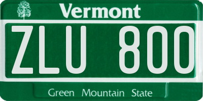 VT license plate ZLU800