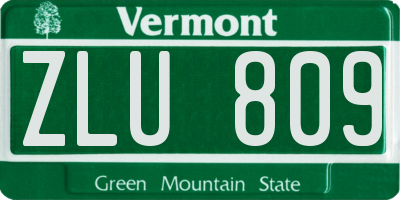 VT license plate ZLU809
