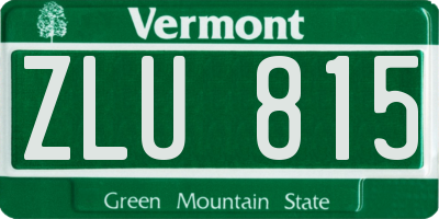VT license plate ZLU815