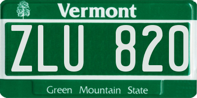 VT license plate ZLU820