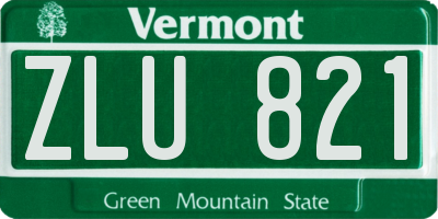 VT license plate ZLU821