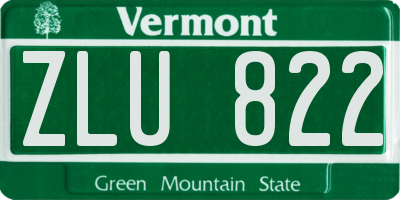 VT license plate ZLU822